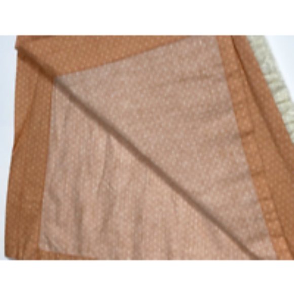 Vintage 1970s 60s Orange White Window Treatment Valance Curtain Lace Trim Retro - Picture 5 of 5